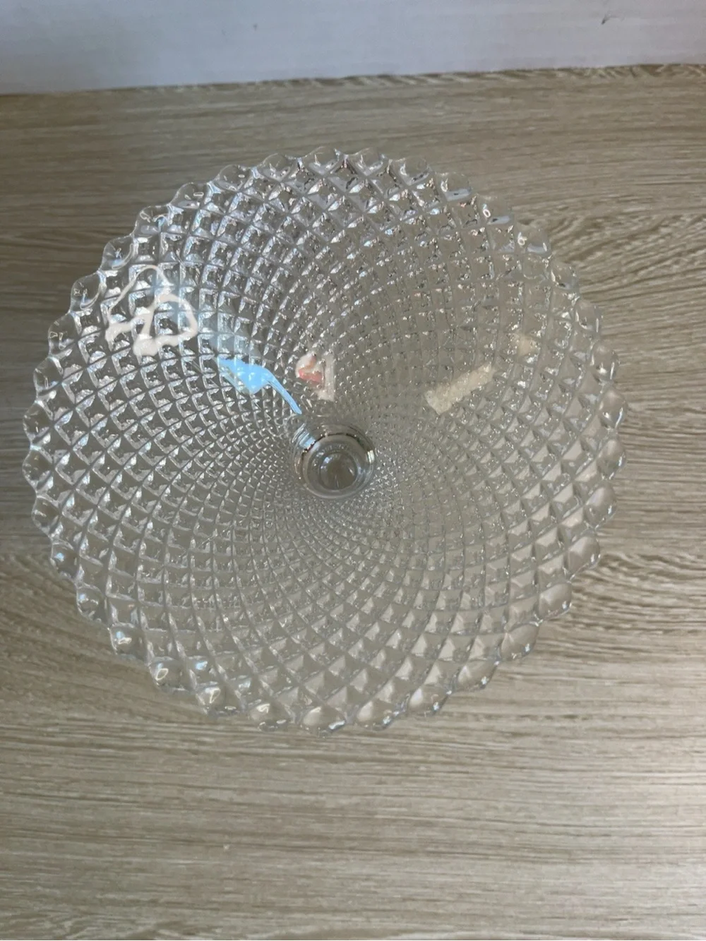 Clear Glass Diamond-Pattern Compote Pedestal Bowl